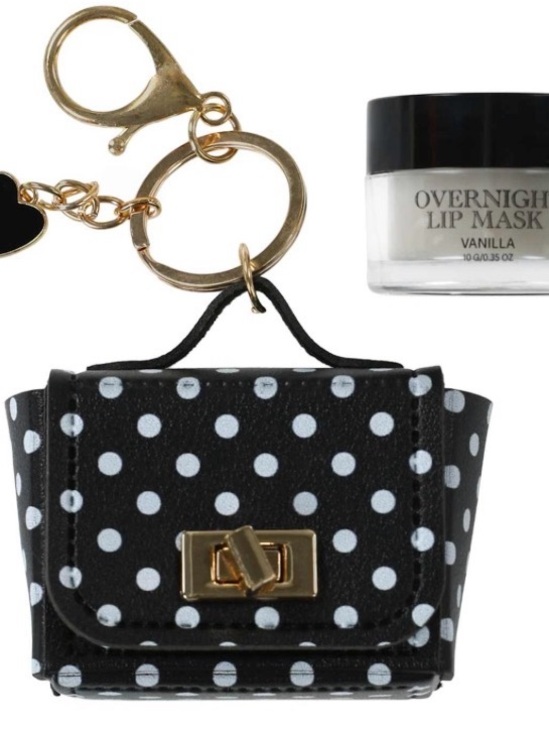 Mini Polka Dot Purse Keychain with Vanilla Overnight Lip Mask - Picture 2 of 2